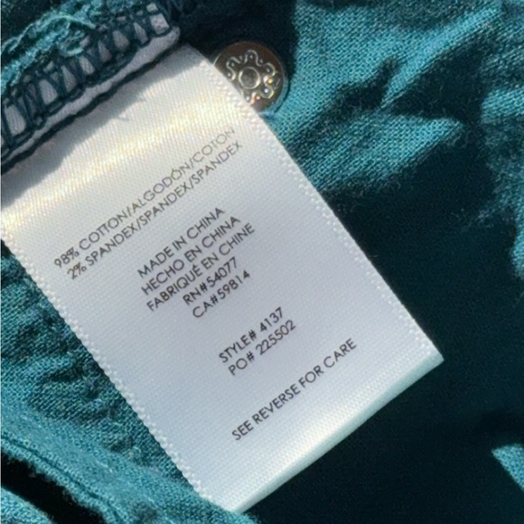 CAbi Moroccan Blue High Rise Skinny Corduroy Pants Style 4137 Size 8 - Picture 4 of 6